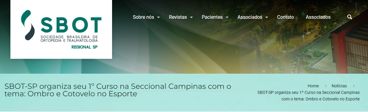 Curso da Seccionais é destaque no site da SBOT